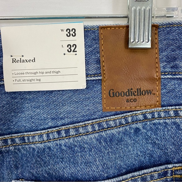 Men's Goodfellow Relaxed Denim Jeans 33x32 Straight Leg Blue  Medium Wash NEW - Picture 8 of 12